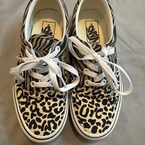 Vans Black and White Animal Print Sneakers